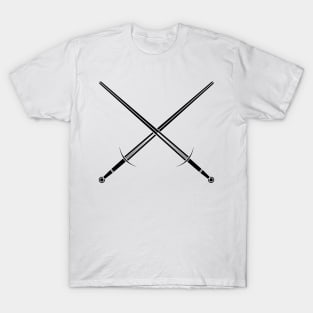 Hand and a half swords / Crossed bastard swords (black) T-Shirt